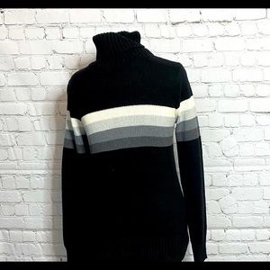 GAP black with white and grey stripe sweater